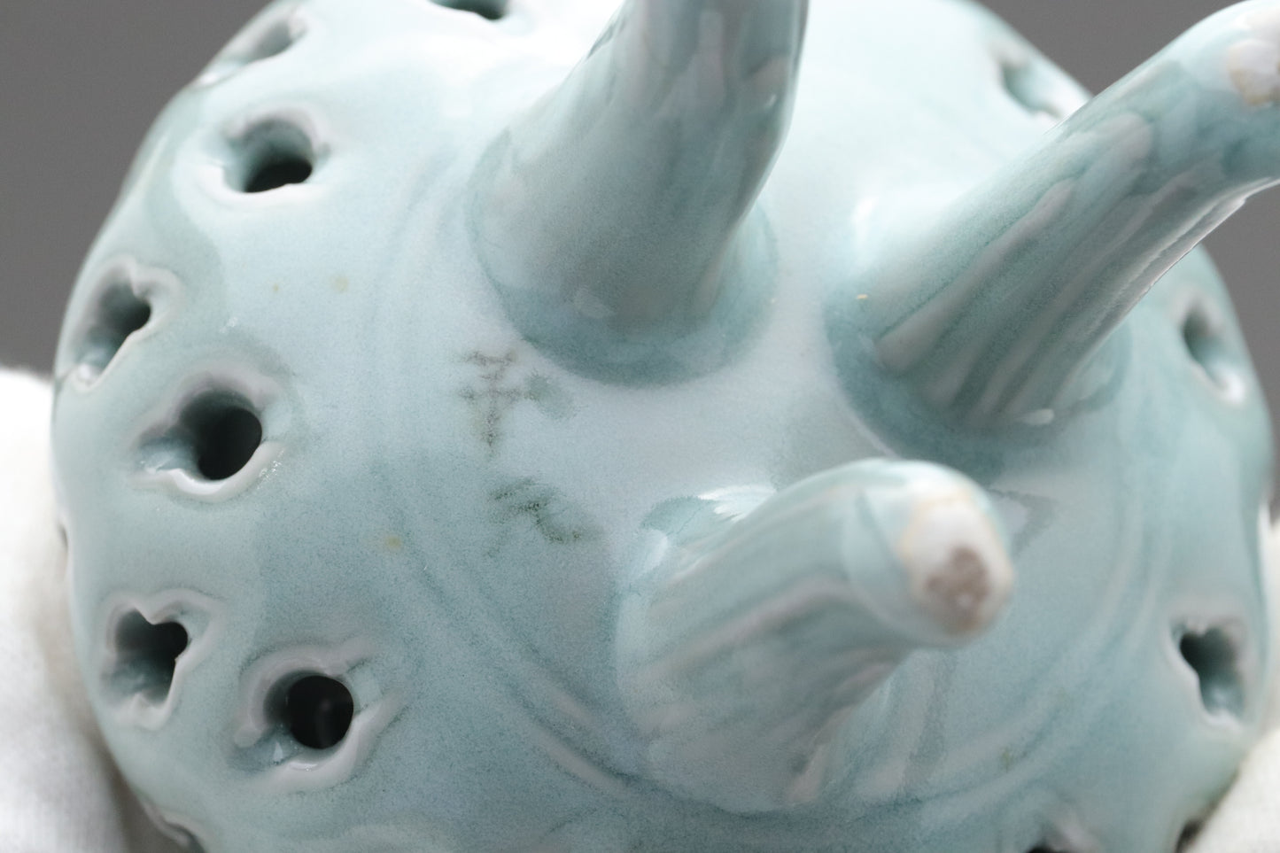 Celadon Incense Burner | Tripod Koro | Japanese Porcelain | Pierced Pottery | Green Asian Antique | Home Decor | Meditatoion Insert Catcher