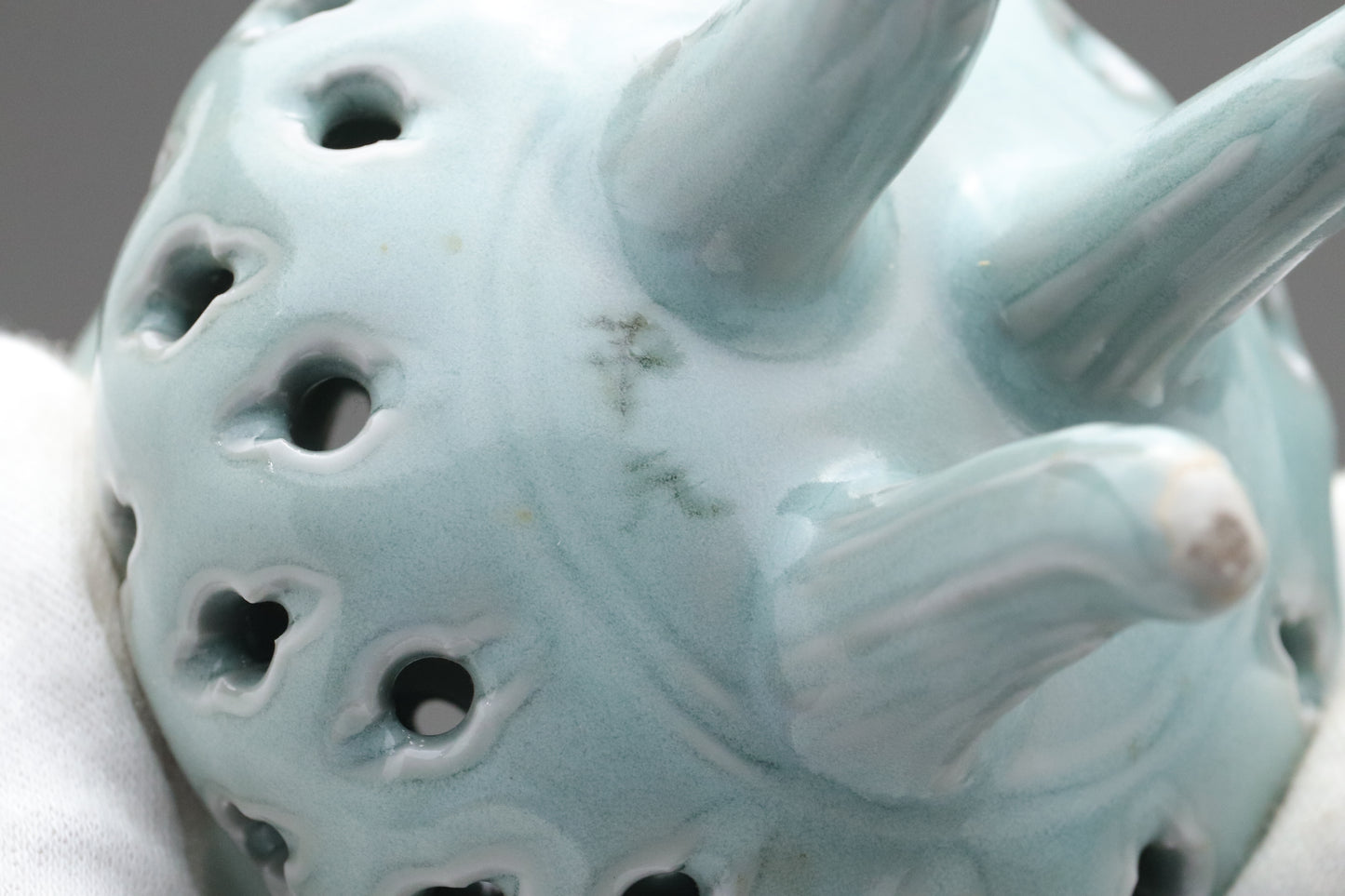 Celadon Incense Burner | Tripod Koro | Japanese Porcelain | Pierced Pottery | Green Asian Antique | Home Decor | Meditatoion Insert Catcher