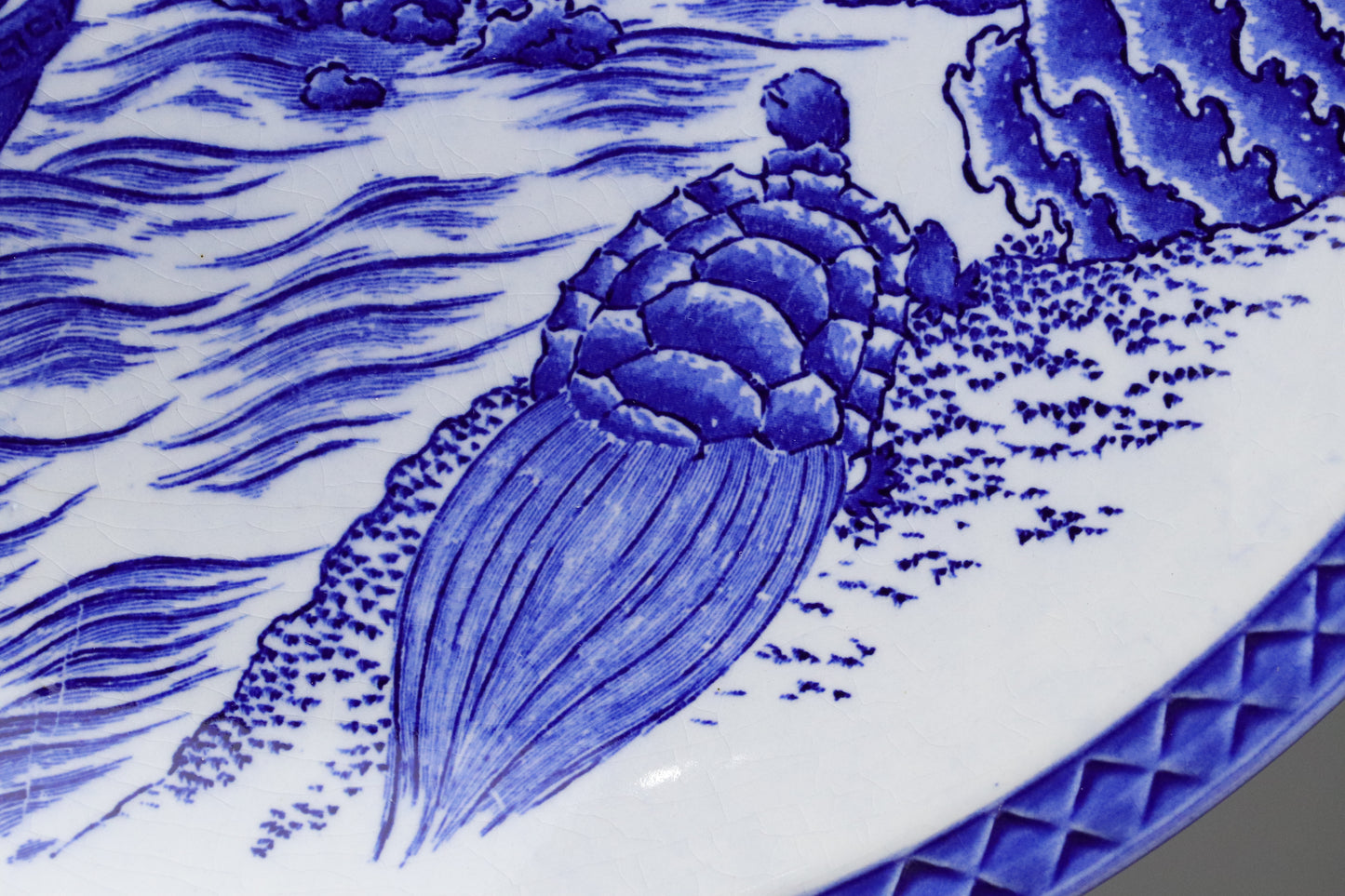 Japanese Porcelain Charger Blue and White | Sometsuke | Takarabune Treasure Ship | Cranes Pine Turtle | Auspicious Motif | Japan Art