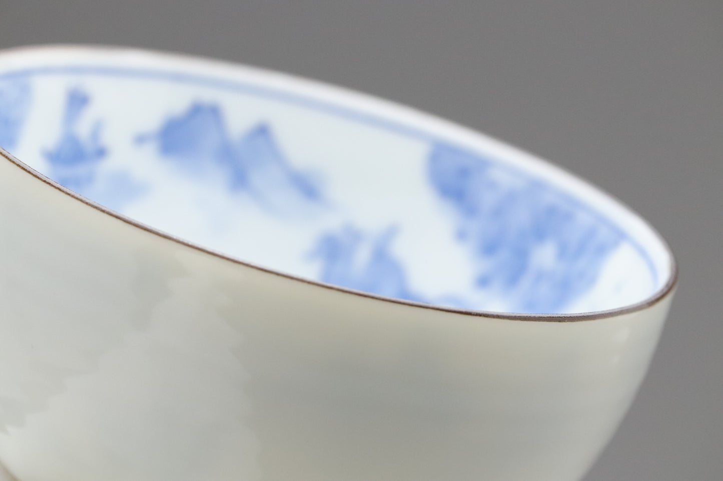Arita style Tea Cup Set of 7 | Japanese Pottery blue and white | Sometsuke Landscape Porcelain Mug | Vintage Chanoyu Matcha Green Tea Bowls 7