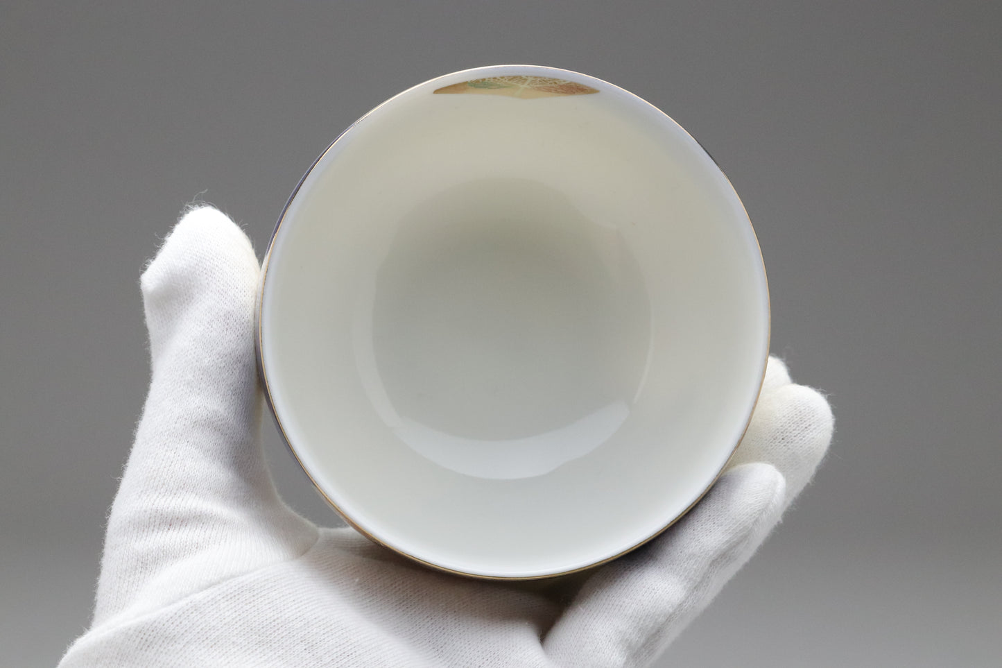 Vintage Japanese Kansai Fine China Tea Cup Set | 5 Piece Cobalt Blue Saucer Gold Leaf Porcelain | Modern Tableware Collectibles Jade Leaves