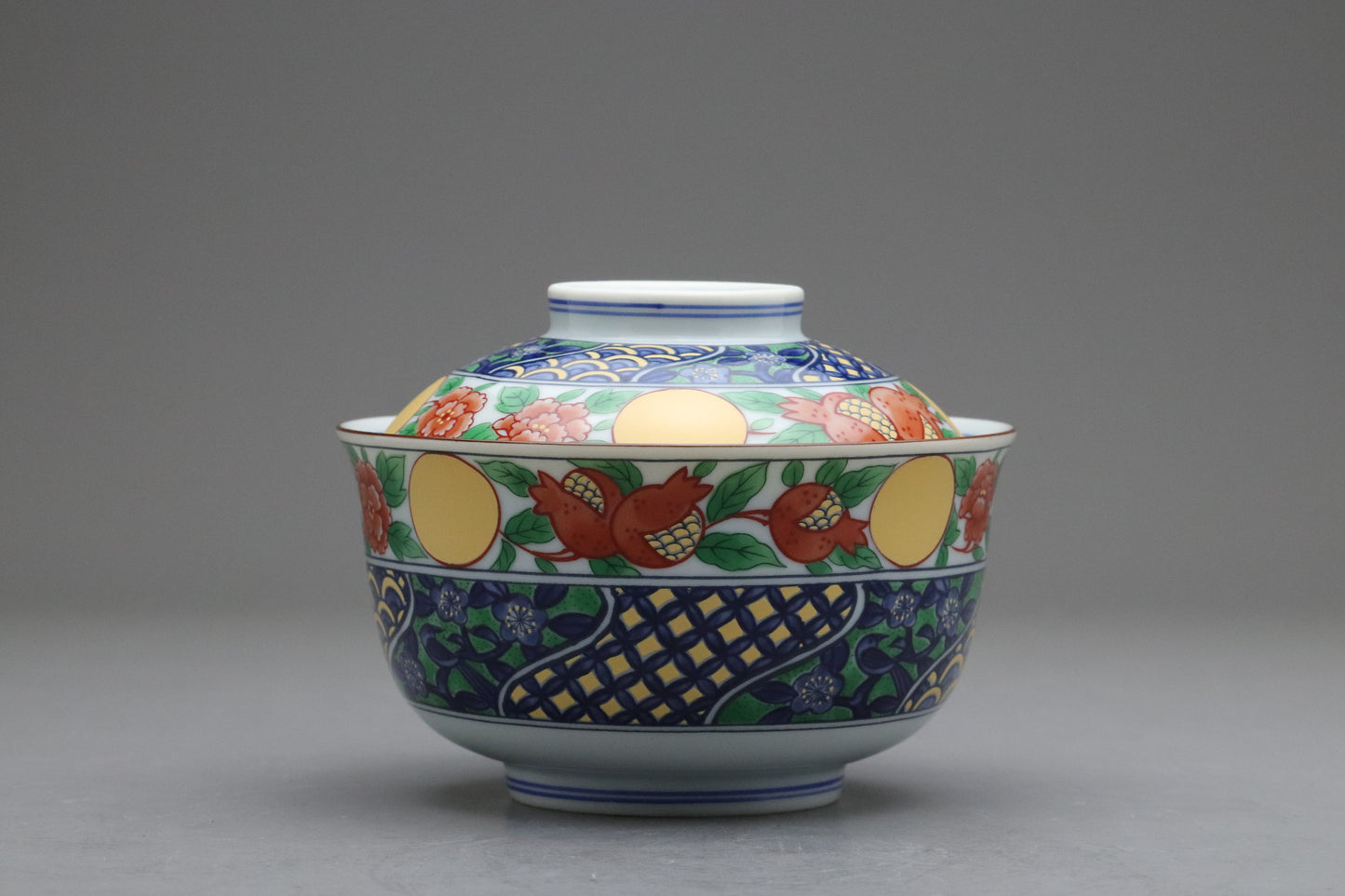 Japanese Arita Imari Bowls set of 5 with Lids | Porcelain Rice Bowl | Vintage Japan Tableware | Antique Soup Bowl Made in Japan Handmade Art