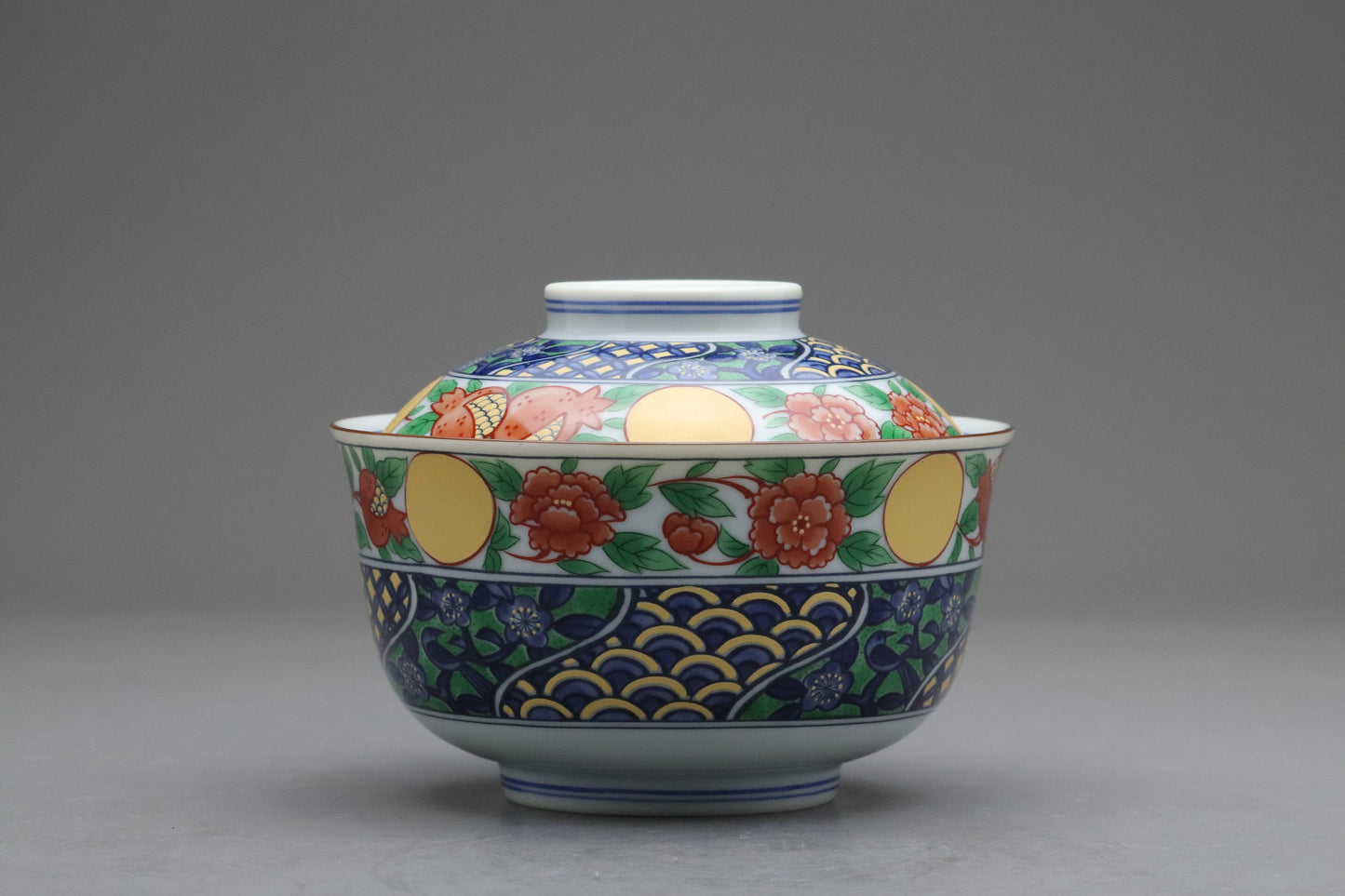 Japanese Arita Imari Bowls set of 5 with Lids | Porcelain Rice Bowl | Vintage Japan Tableware | Antique Soup Bowl Made in Japan Handmade Art