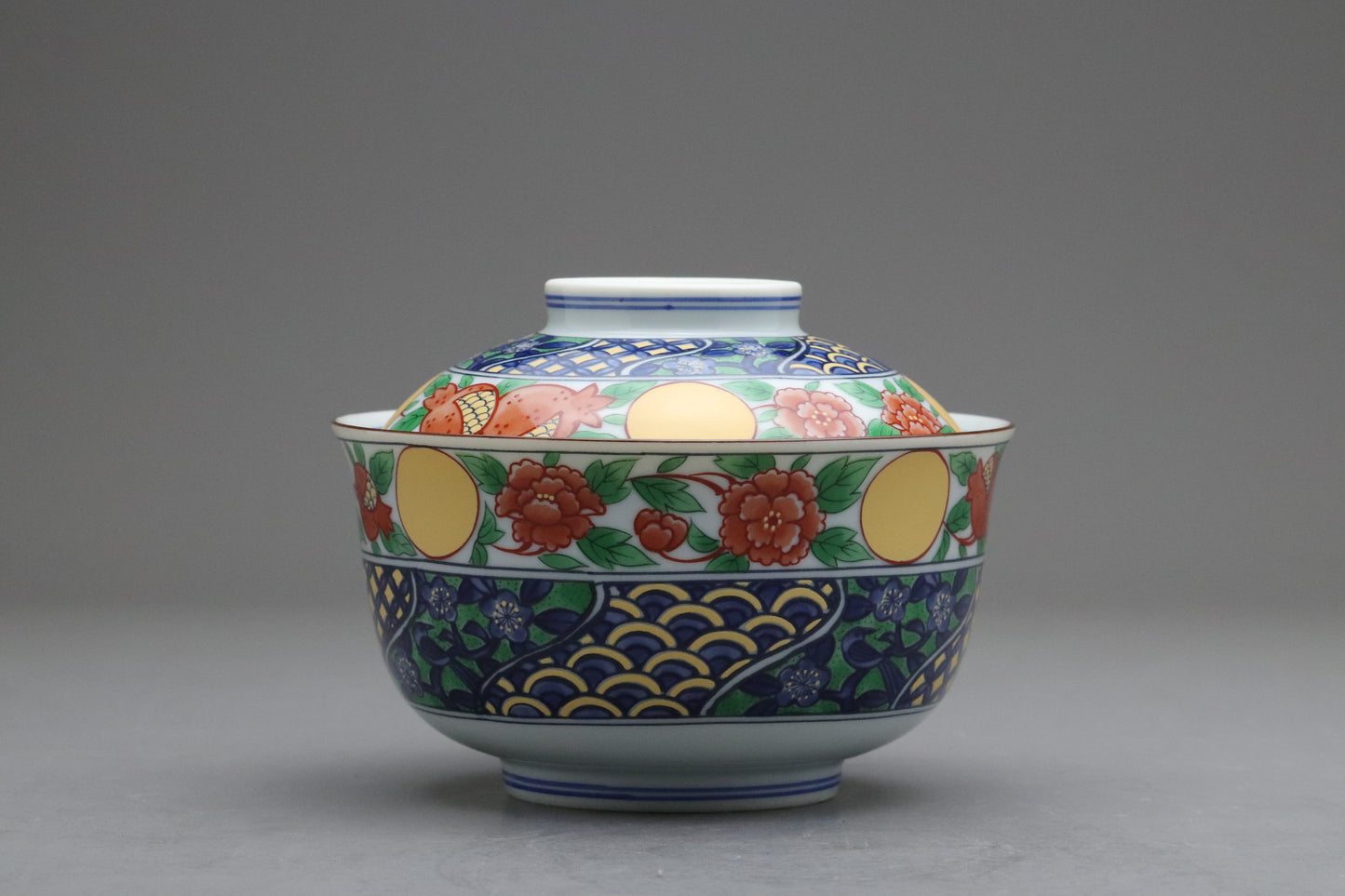 Japanese Arita Imari Bowls set of 5 with Lids | Porcelain Rice Bowl | Vintage Japan Tableware | Antique Soup Bowl Made in Japan Handmade Art