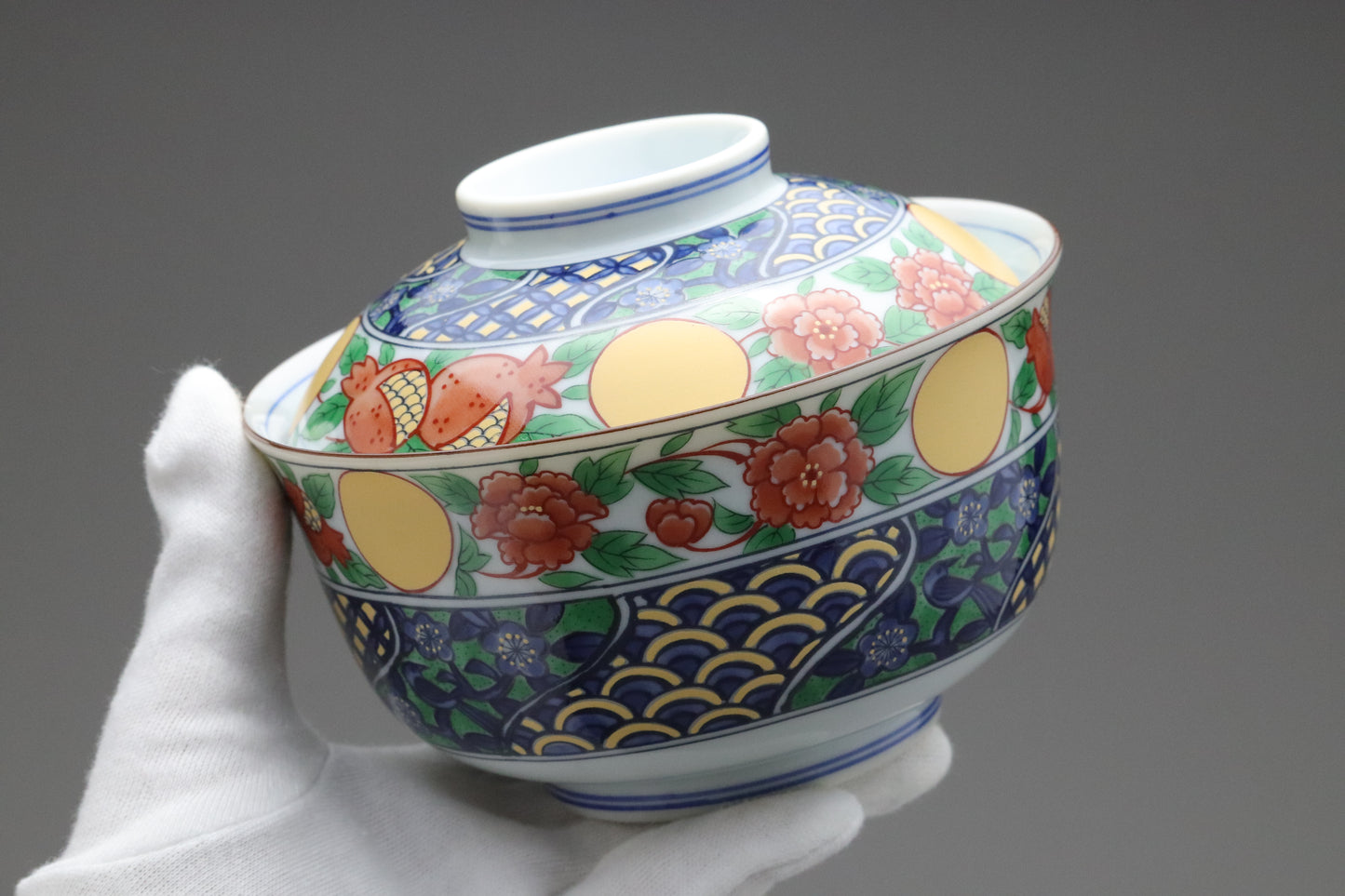 Japanese Arita Imari Bowls set of 5 with Lids | Porcelain Rice Bowl | Vintage Japan Tableware | Antique Soup Bowl Made in Japan Handmade Art