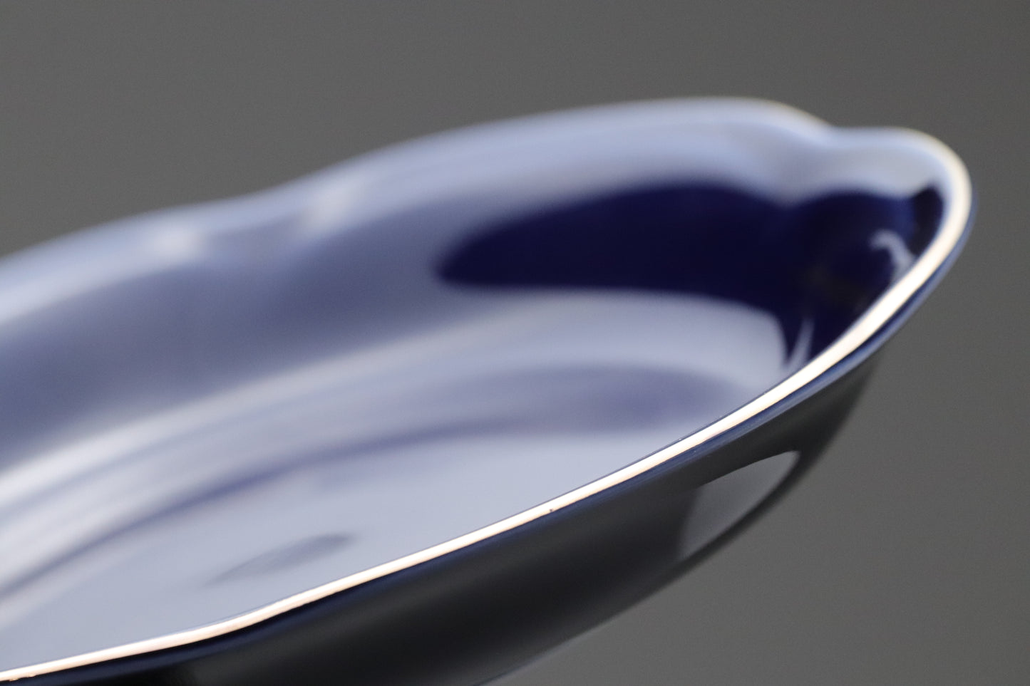 Vintage Japanese Kansai Fine China Tea Cup Set | 5 Piece Cobalt Blue Saucer Gold Leaf Porcelain | Modern Tableware Collectibles Jade Leaves