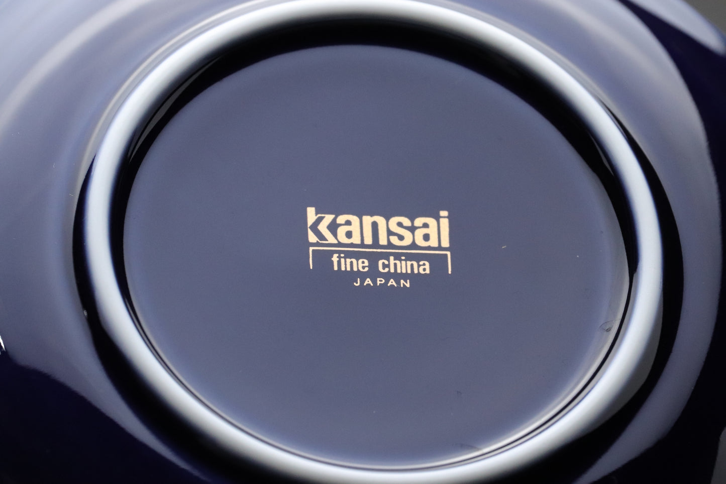 Vintage Japanese Kansai Fine China Tea Cup Set | 5 Piece Cobalt Blue Saucer Gold Leaf Porcelain | Modern Tableware Collectibles Jade Leaves