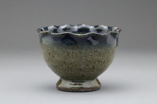 Vintage Japanese Mino Ware Small Bowl | Bishin Gama Handmade Studio Pottery | Wavy Rim Natural Glaze | Rustic Wabi Sabi Aesthetic Decor