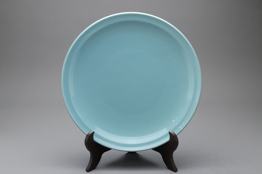 Japanese Celadon Porcelain Plate | Large Blue Green Charger | Minimalist Vintage Serving Platter | Asian Tableware Decorative Home Decor
