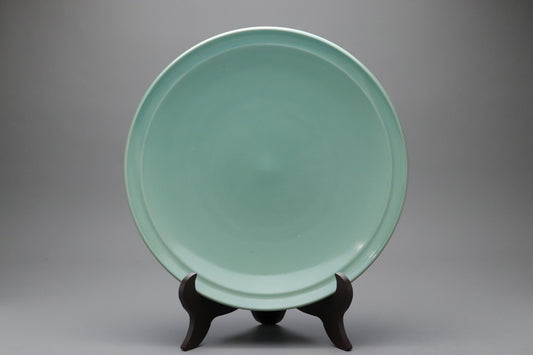Celadon Serving Platter | Large Round Dinner Plate | Japanese Porcelain Tableware | Mint Green Charger | Minimalist Pottery | Handmade Dish