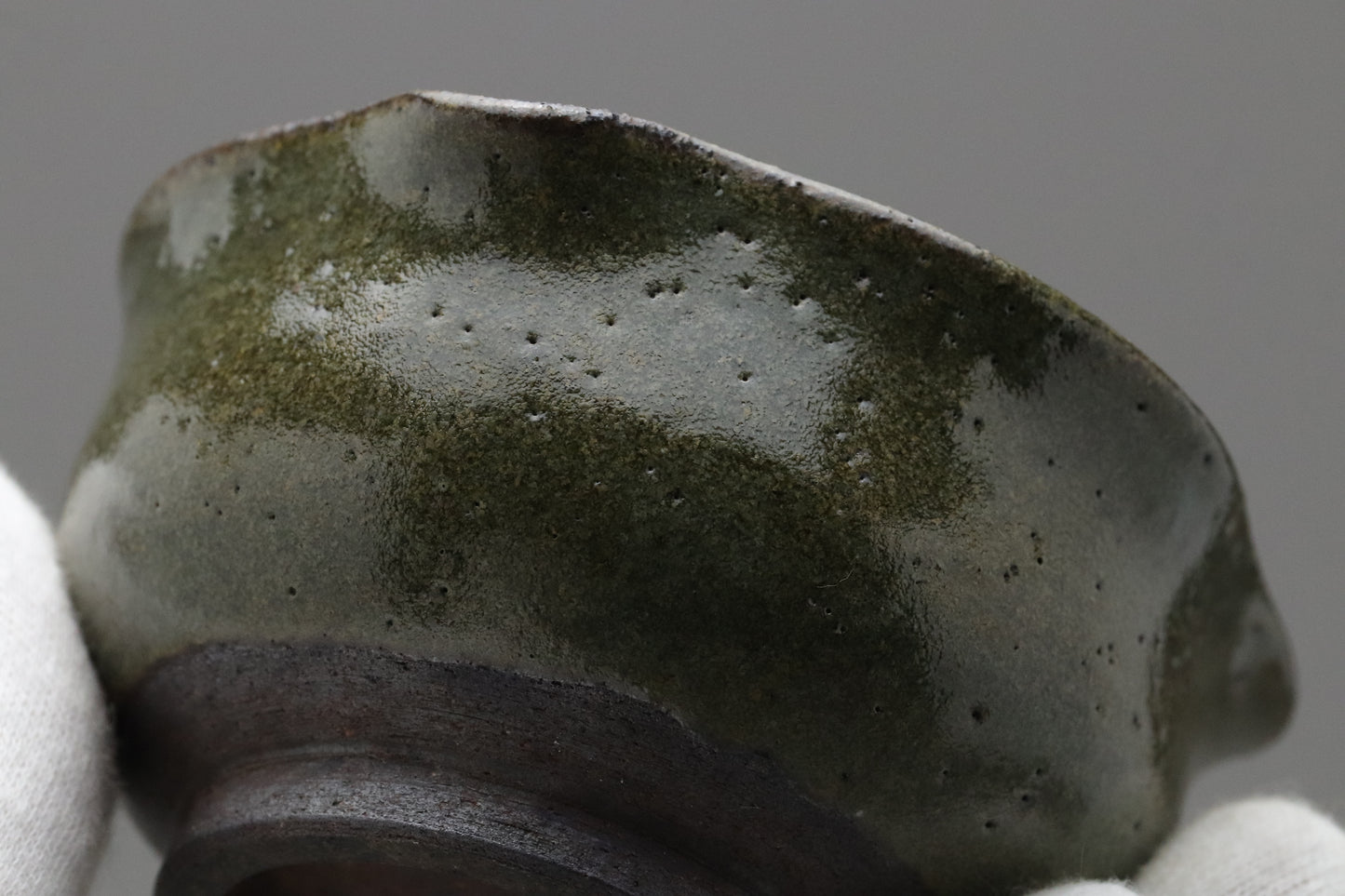Japanese Small Bowls Set of 5 | Vintage Oribe Green Glaze | Katakuchi shape Sake Cup | Wabi Sabi Pottery Utsunomiya | Handmade Side Dish Lot 5