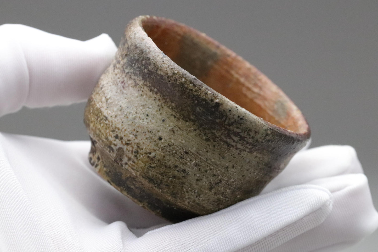 Bizen Sake Cup by Toju | Ash-Glazed Yakishime Ochoko with Signed Box | Wabi-Sabi Japanese Ceramic | Wood-Fired Shochu Sake Cup Vintage