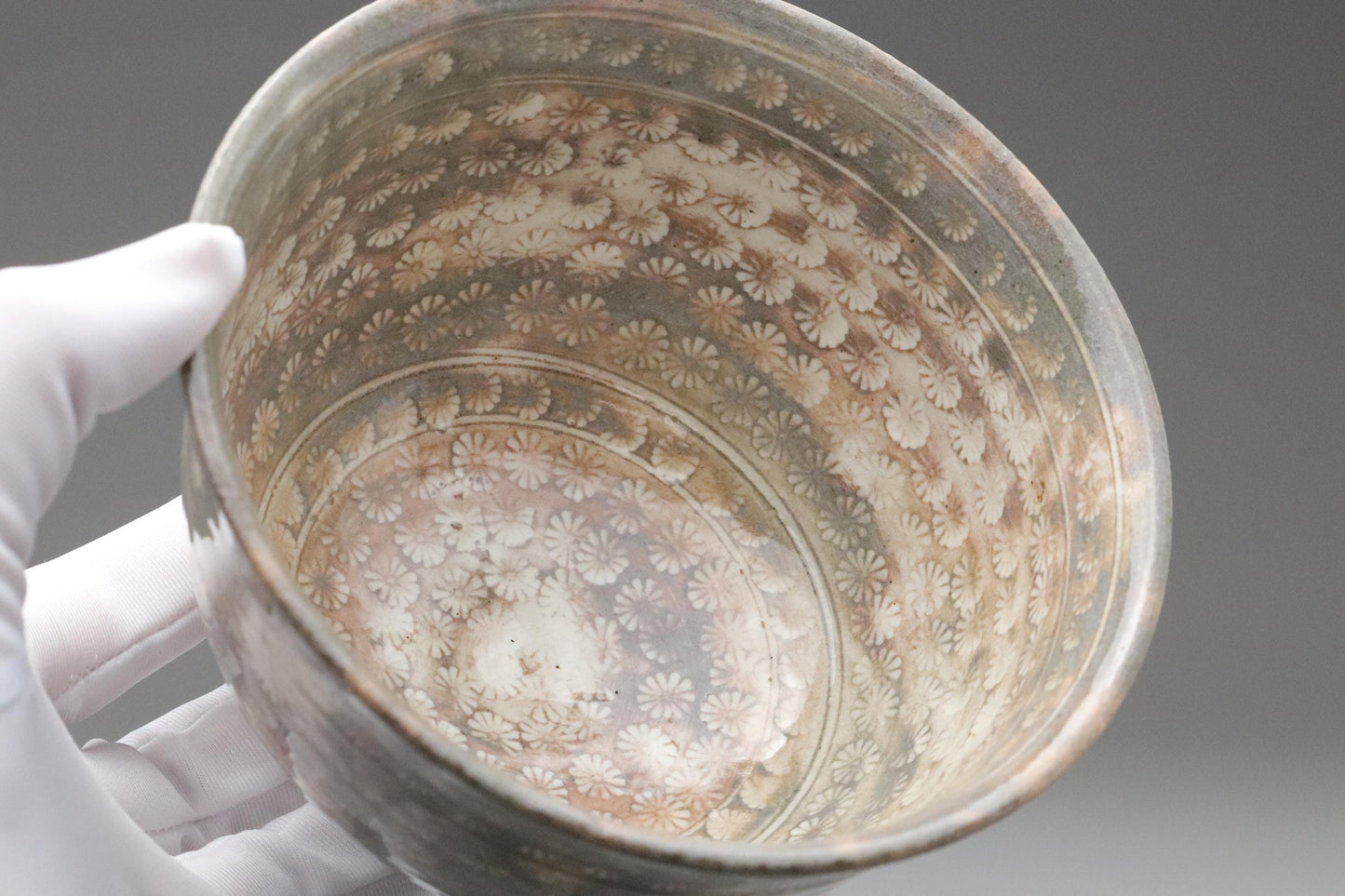 Mishima Ware Matcha Chawan | Korean Inlay Tea Bowl with Signed Box | Handcrafted Japanese Pottery | Wabi-Sabi Vintage Tea Ceremony Bowl