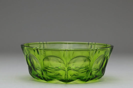 Vintage SOGA Green Glass Bowls Set of 3, Japanese Pressed Glass Tableware, Retro Salad Dessert Bowls, Mid Century Modern Kitchen Decor