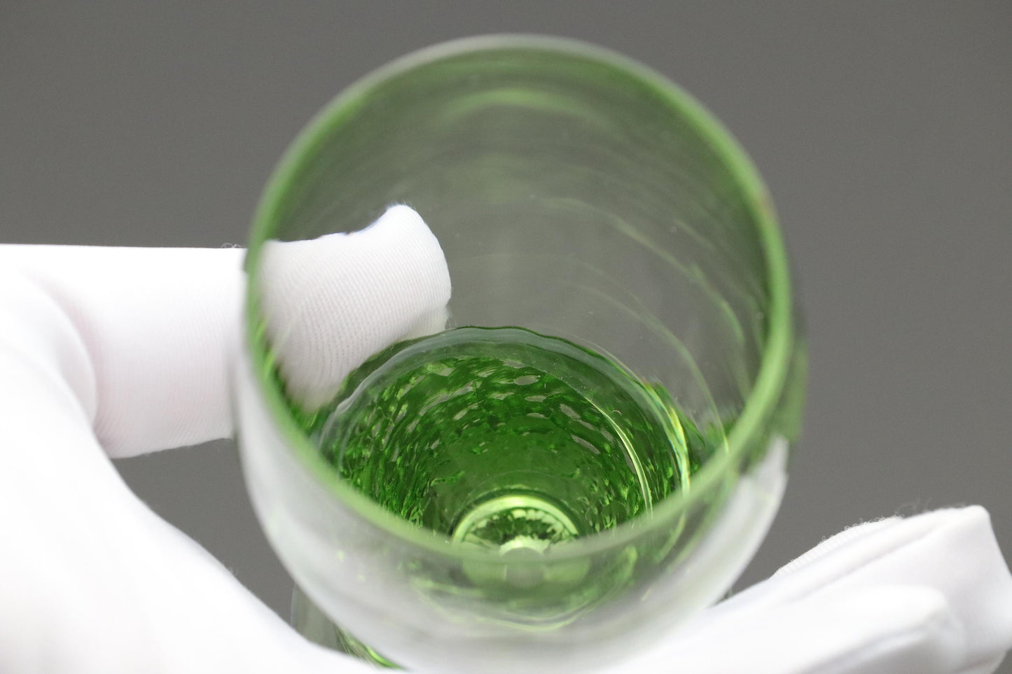 Vintage Toyo Sasaki Glass Sake Cups Set of 5 | Emerald Green Textured Japanese Drinking Glasses | Modern Barware Collectible