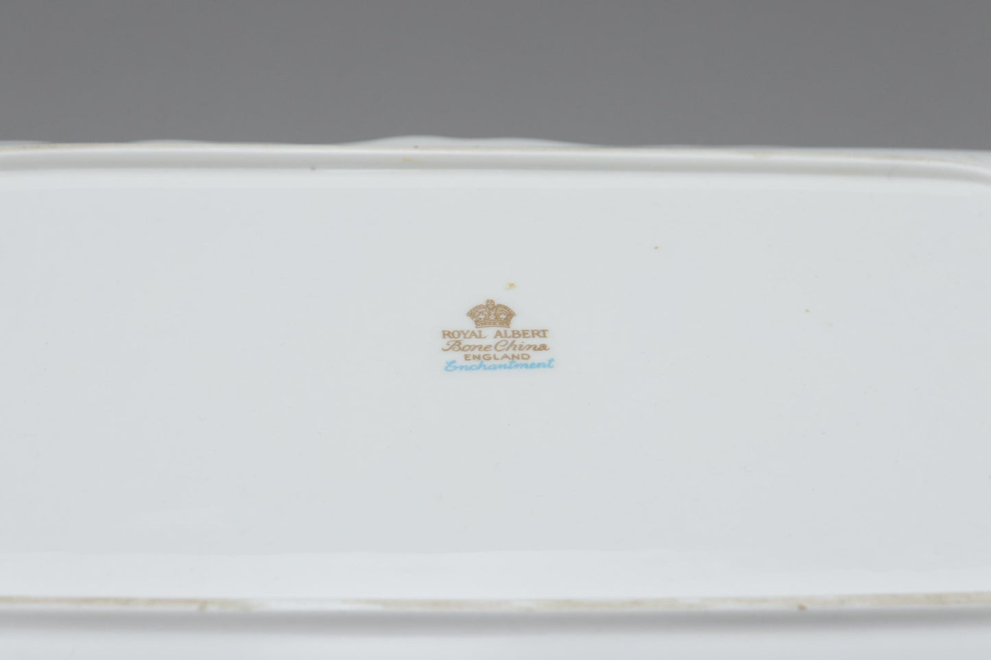 Royal Albert "Enchantment" Porcelain Serving Tray - Exquisite Vintage Blue Floral & Gold Handled Dish, English Bone China collectible