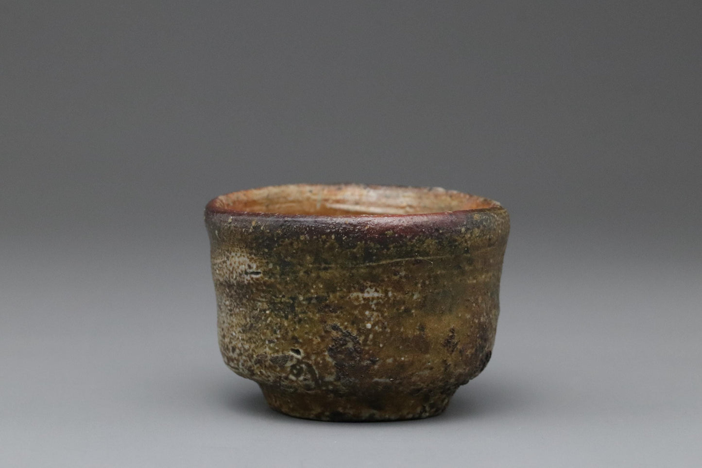 Bizen Sake Cup by Toju | Ash-Glazed Yakishime Ochoko with Signed Box | Wabi-Sabi Japanese Ceramic | Wood-Fired Shochu Sake Cup Vintage