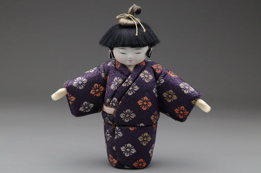 Japanese Kimekomi Doll of a Boy | Traditional Handmade Kimekomi Ningyo | Silk Kimono | Japanese Folk Art & Unique Artful Decorative Art Gift