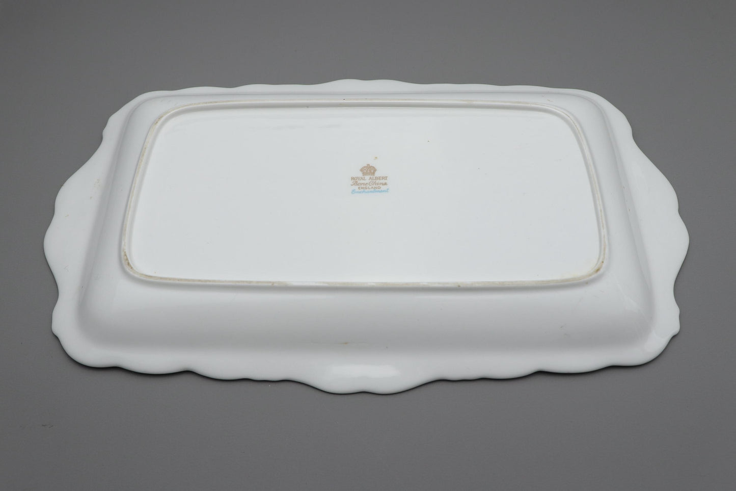 Royal Albert "Enchantment" Porcelain Serving Tray - Exquisite Vintage Blue Floral & Gold Handled Dish, English Bone China collectible