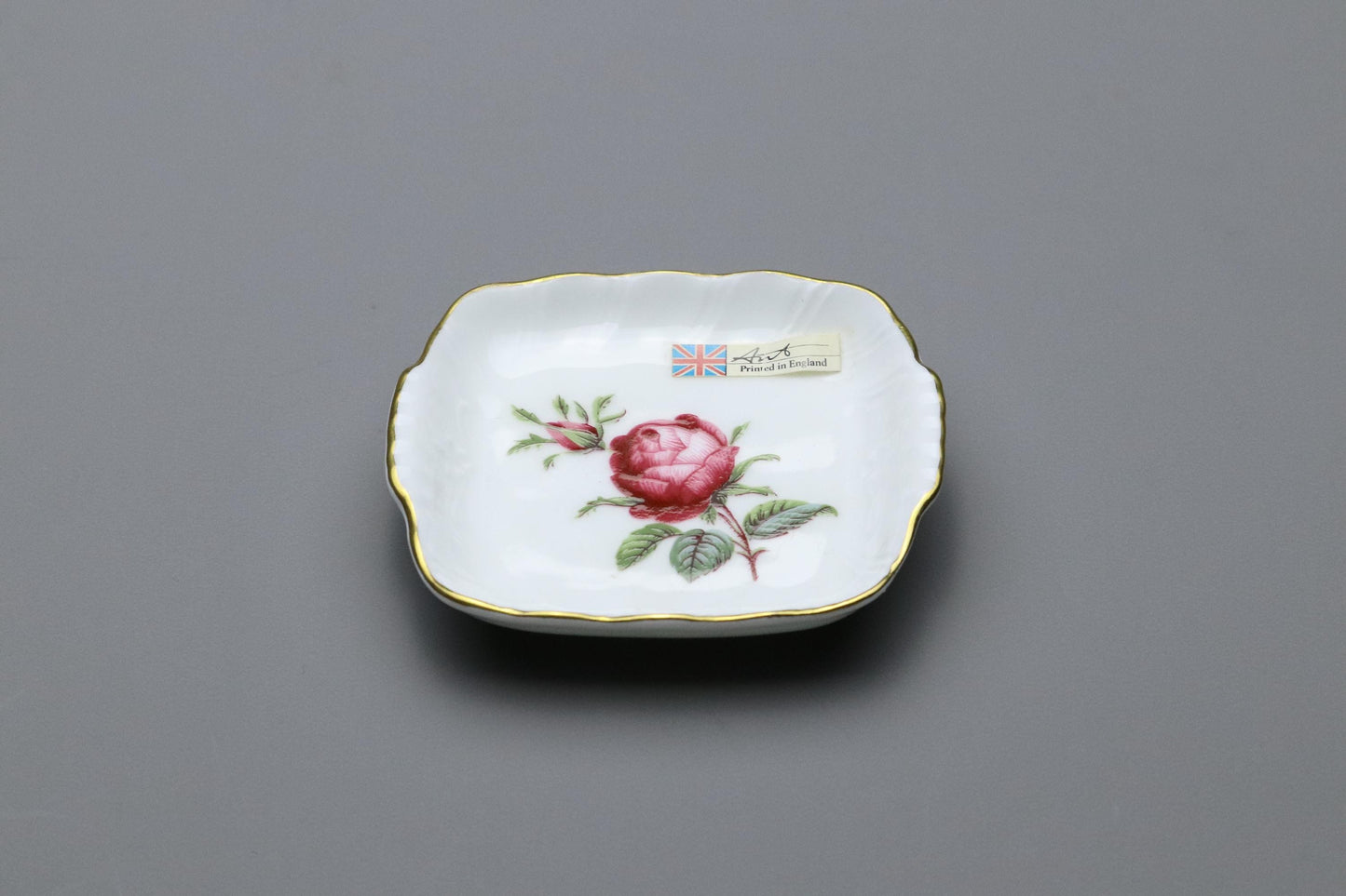 Masuda Arts Japan Porcelain Plates Set of 3 | Vintage Rose Pattern Small Dishes with Gilt Rim | Fine Bone China Tea Plates Floral